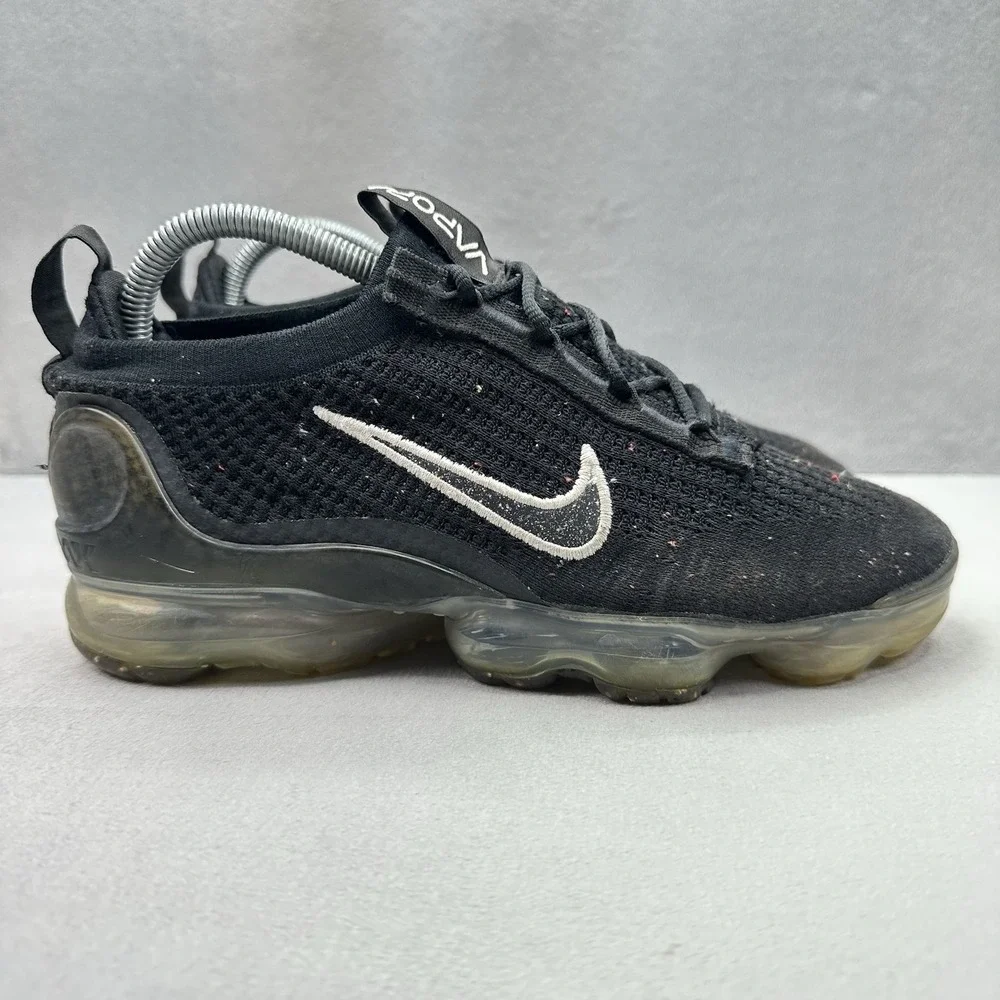 Womens Size 9 Nike Air VaporMax 2021‎ Flyknit Black Metallic Silver Sneakers